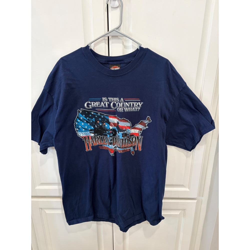 Vintage 2002 Harley Davidson T Shirt XL USA Tilley Statesville NC Double Sided